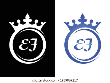 king crown letter alphabet EJ for company logo icon design.