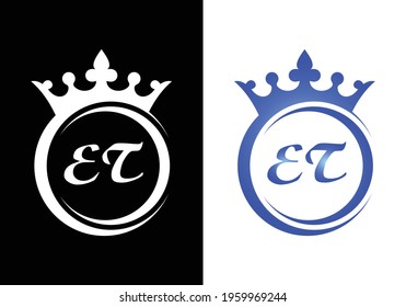 king crown letter alphabet ET for company logo icon design.