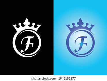 king crown letter alphabet F for company logo icon design.