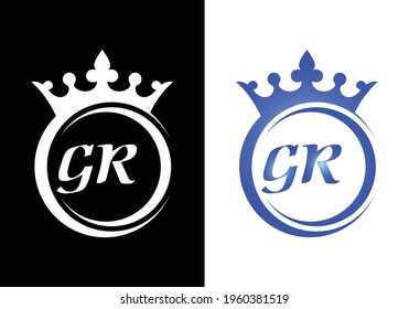 king crown letter alphabet G R for company logo icon design.