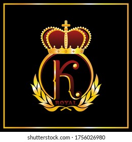 King crown letter logo design on a black background.