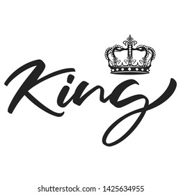 King Crown lettering. Object Vector Design. Sticker Woman Royal Object.