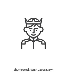 King with crown line icon.  
