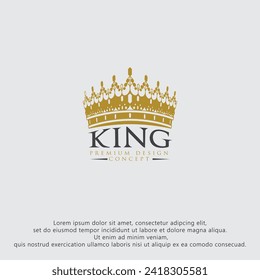 king crown logo concept flat design template.