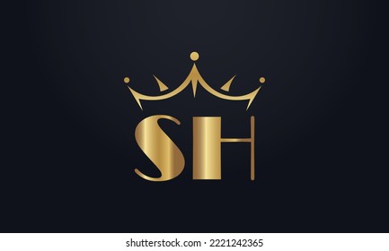 King crown logo design vector and extra bold queen symbol
