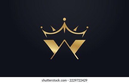 king crown logo design vector and extra bold queen symbol