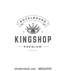 King Crown Logo Template. Royal Crown Silhouette Isolated On White Background. Vector object for Labels, Badges, Logos Design. King Logo, Luxury Logo, Crown Symbol, Vintage Logo, Crown Icon.