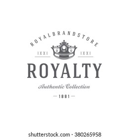 King Crown Logo Template. Royal Crown Silhouette Isolated On White Background. Vector object for Labels, Badges, Logos Design. King Logo, Luxury Logo, Crown Symbol, Vintage Logo, Crown Icon.