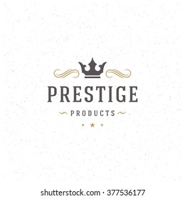 King Crown Logo Template. Vector Design Element Vintage Style for Logotype, Label, Badge, Emblem. Crown Logo, King Logo, Royal Crown Symbol, Queen Icon, Retro Logo.