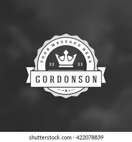 King Crown Logo Template. Vector Design Element Vintage Style for Logotype or Label Retro illustration. Crown Silhouette.