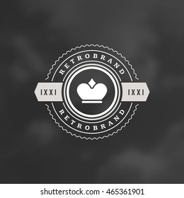 King Crown Logo Template. Vector Design Element Vintage Style for Logotype or Label Retro illustration. Crown Silhouette.
