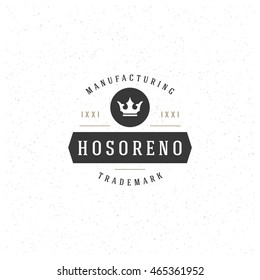 King Crown Logo Template. Vector Design Element Vintage Style for Logotype or Label Retro illustration. Crown Silhouette.