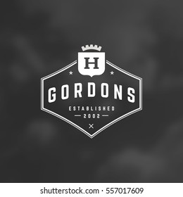 King Crown Logo Template. Vector Design Element Vintage Style for Logotype or Label Retro illustration. 