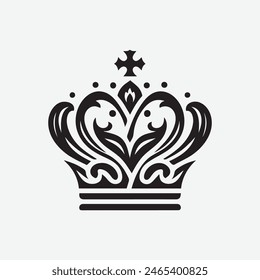 King Crown Logo Vektorillustration, Schwarz-Weiß-Logo.