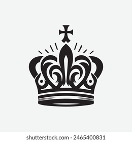 King Crown Logo Vektorillustration, Schwarz-Weiß-Logo.