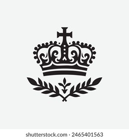 King crown logo vector illustration, black and white logo.