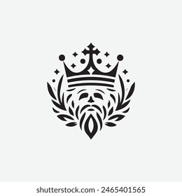Ilustración vectorial con logotipo King crown, logotipo en blanco y negro.