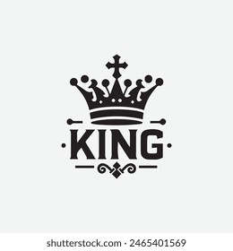 King crown logo vector illustration, black and white logo.