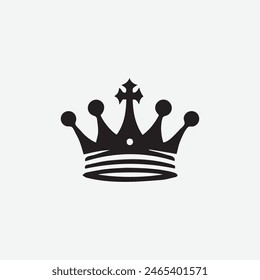 King crown logo vector illustration, black and white logo.