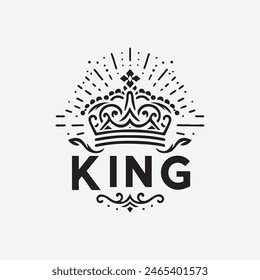 King Crown Logo Vektorillustration, Schwarz-Weiß-Logo.