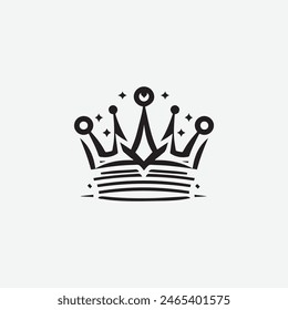 King Crown Logo Vektorillustration, Schwarz-Weiß-Logo.