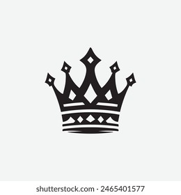 King crown logo vector illustration, black and white logo.