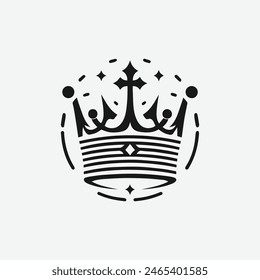 King Crown Logo Vektorillustration, Schwarz-Weiß-Logo.