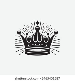 King Crown Logo Vektorillustration, Schwarz-Weiß-Logo.