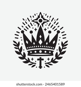 King crown logo vector illustration, black and white logo.