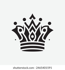 King Crown Logo Vektorillustration, Schwarz-Weiß-Logo.