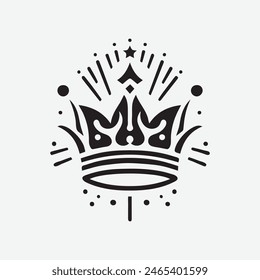 King Crown Logo Vektorillustration, Schwarz-Weiß-Logo.