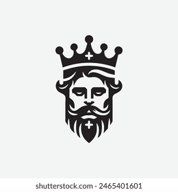 King crown logo vector illustration, black and white logo.