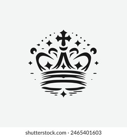 King Crown Logo Vektorillustration, Schwarz-Weiß-Logo.