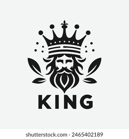 King crown logo vector illustration, black and white logo.