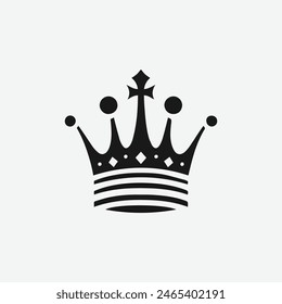 King Crown Logo Vektorillustration, Schwarz-Weiß-Logo.