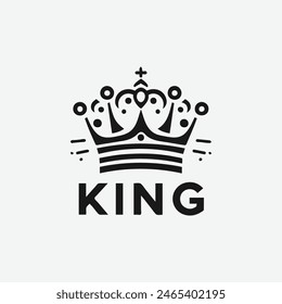 King crown logo vector illustration, black and white logo.