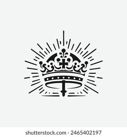 King Crown Logo Vektorillustration, Schwarz-Weiß-Logo.