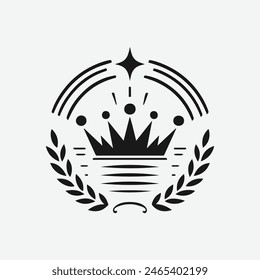 King crown logo vector illustration, black and white logo.