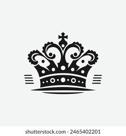 King Crown Logo Vektorillustration, Schwarz-Weiß-Logo.