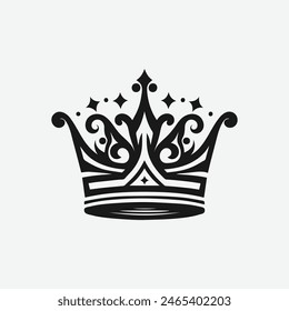 King Crown Logo Vektorillustration, Schwarz-Weiß-Logo.