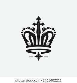 King crown logo vector illustration, black and white logo.