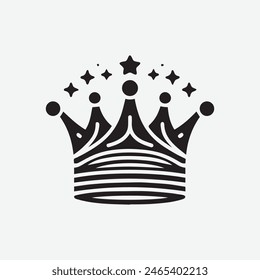 King Crown Logo Vektorillustration, Schwarz-Weiß-Logo.