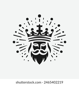 King crown logo vector illustration, black and white logo.