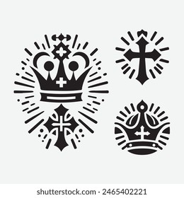 King Crown Logo Vektorillustration, Schwarz-Weiß-Logo.