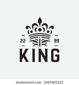 King crown logo vector illustration, black and white logo.