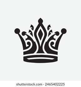 King Crown Logo Vektorillustration, Schwarz-Weiß-Logo.