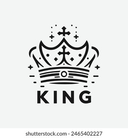 King crown logo vector illustration, black and white logo.