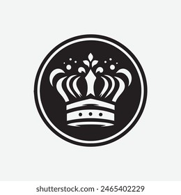 King crown logo vector illustration, black and white logo.