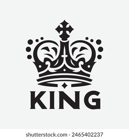 King crown logo vector illustration, black and white logo.