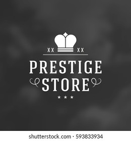 King Crown Logotype Design Element in Vintage Style Badge Retro vector illustration. Crown symbol.